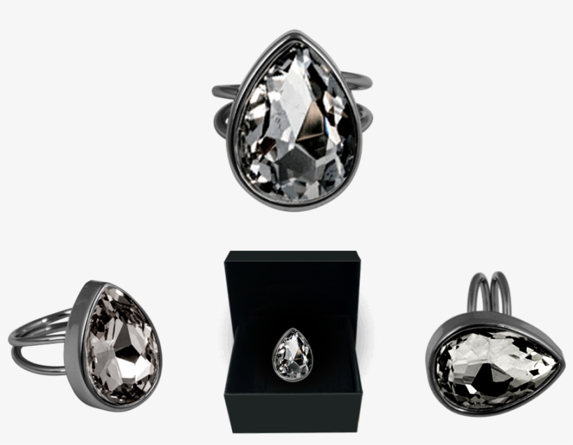 Ioaku Drop Ring Rhodium Silver Smoke - Clothing, transparent png download