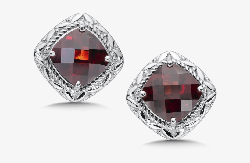 Garnet Post Earrings - Garnet Solitaire Gem Birthstone Pendant With Chain, transparent png download
