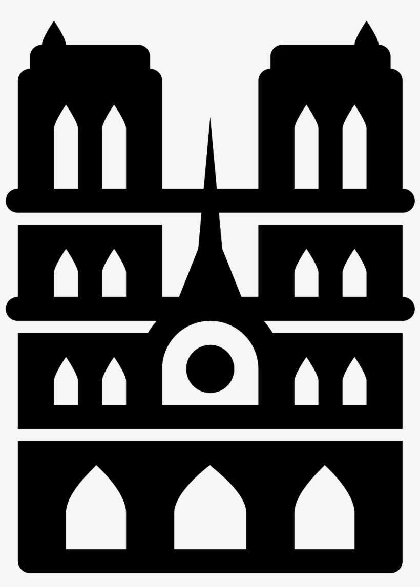 Notre Dame Filled Icon - Notre Dame Black And White Png, transparent png download