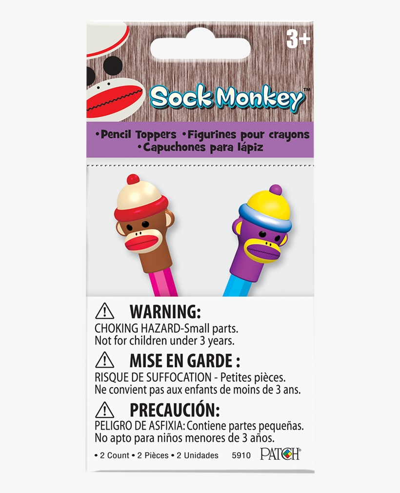 Sock Monkey Pencil Toppers - Patch Products Sock Monkey Pencil Toppers, 2-pack, transparent png download
