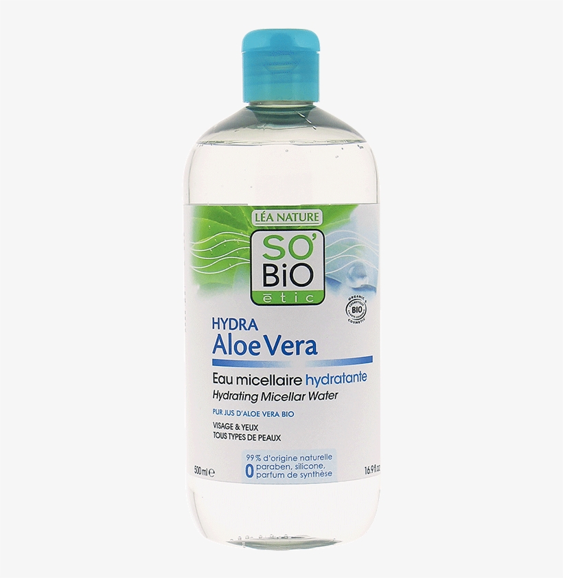 So'bio Étic Aloe Vera Hydrating Micellar Water - So'bio Etic Aloe Vera Micellar Cleansing Lotion 500ml, transparent png download