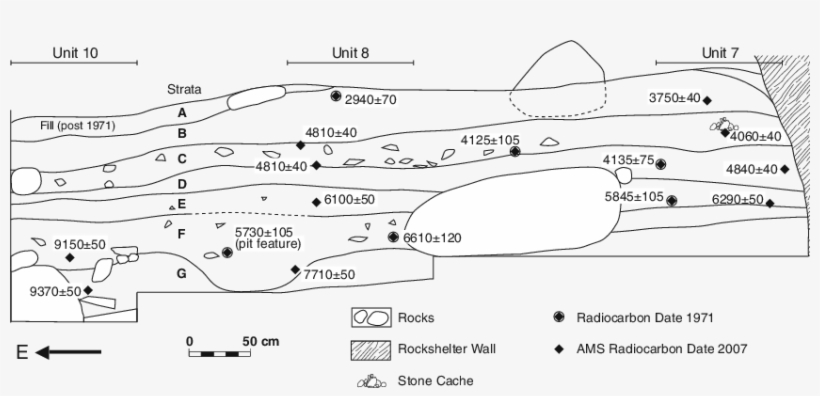 Stratigraphic Profile Of The Casita De Piedra Rockshelter - Diagram, transparent png download