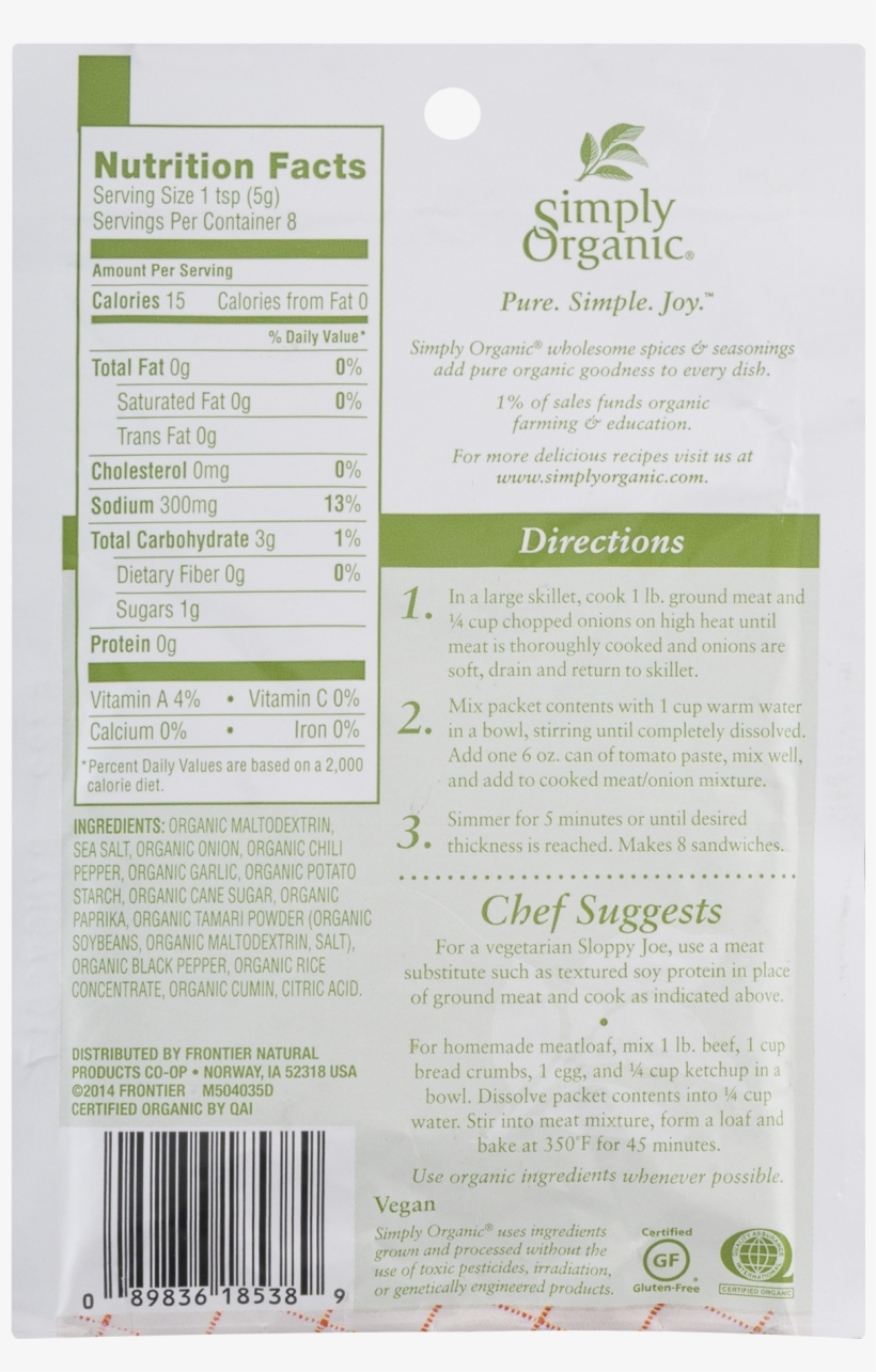 Simply Organic Veget Chili Ssn (12x1oz ), transparent png download