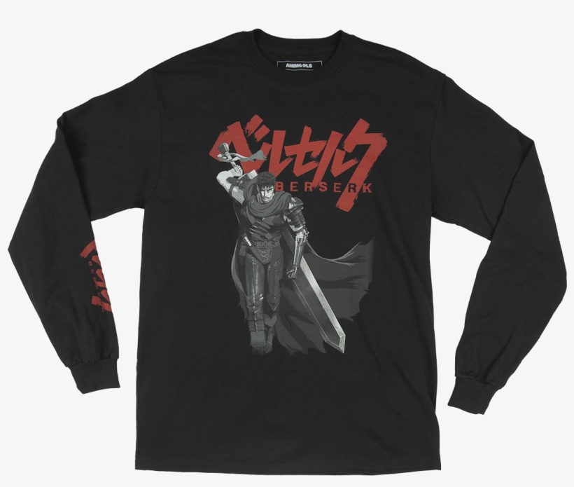 Berserk Guts Black Longsleeve Tee - T-shirt, transparent png download