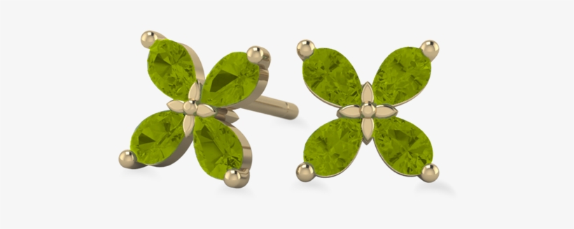 Ethical Gemstone Pear Cut Flower Earrings - Snow Peas, transparent png download