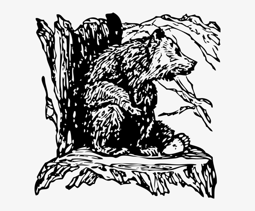 Bear On A Stump Clipart Png, transparent png download