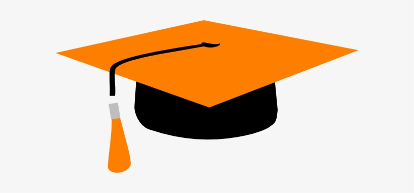 Graduation Mortar Board Clipart - Orange And Black Graduation Cap, transparent png download