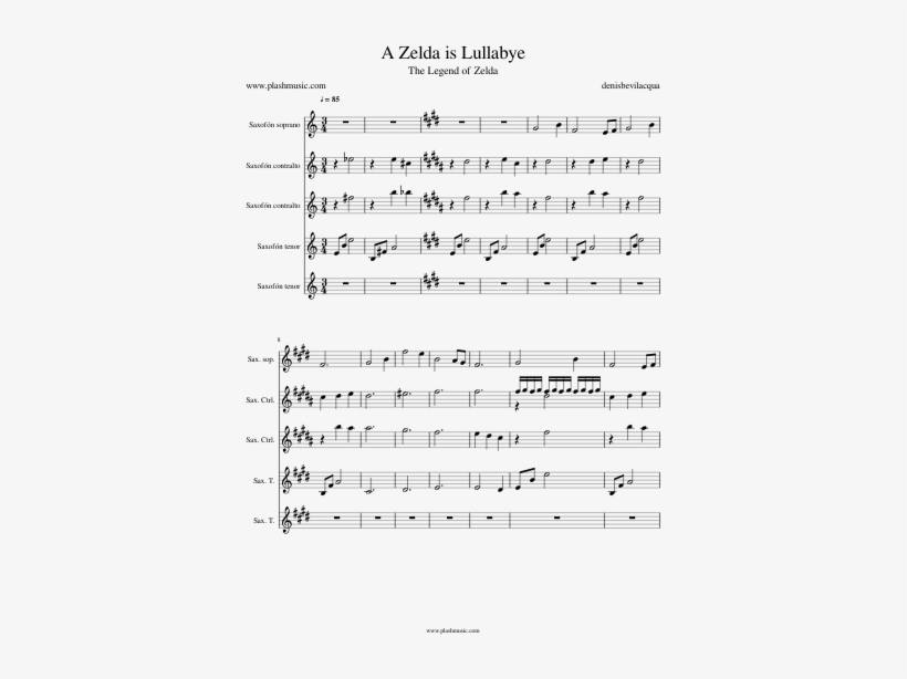 Sheet Music A Zelda Is Lullabye De The Legend Of Zelda - Music, transparent png download