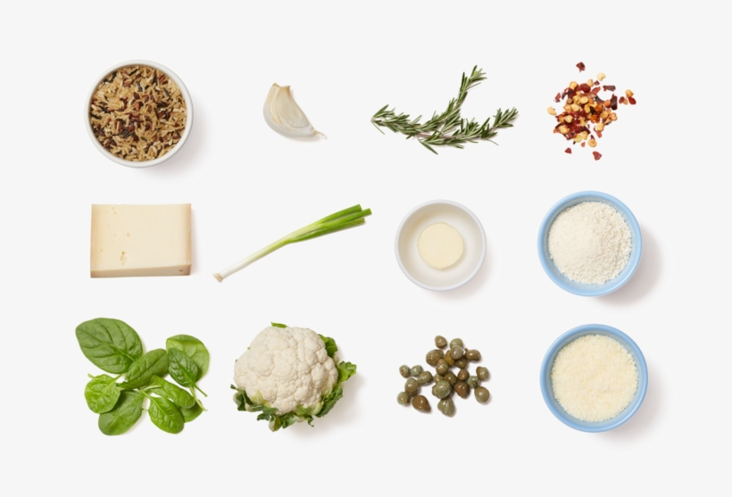 Creamy Red Rice & Cauliflower Casserole With Spinach - Rosemary Top View Png, transparent png download