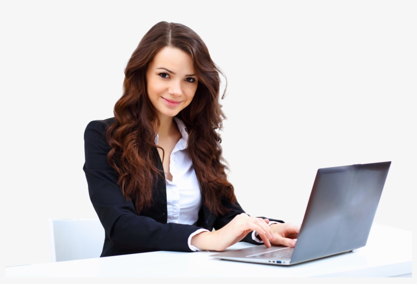 Woman In Office On Laptop, transparent png download