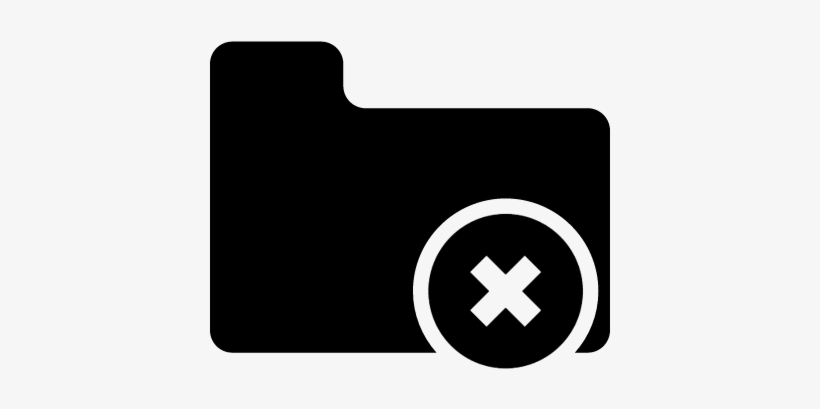 Folder With Close Or Delete Button Vector - Folder Silhouette, transparent png download