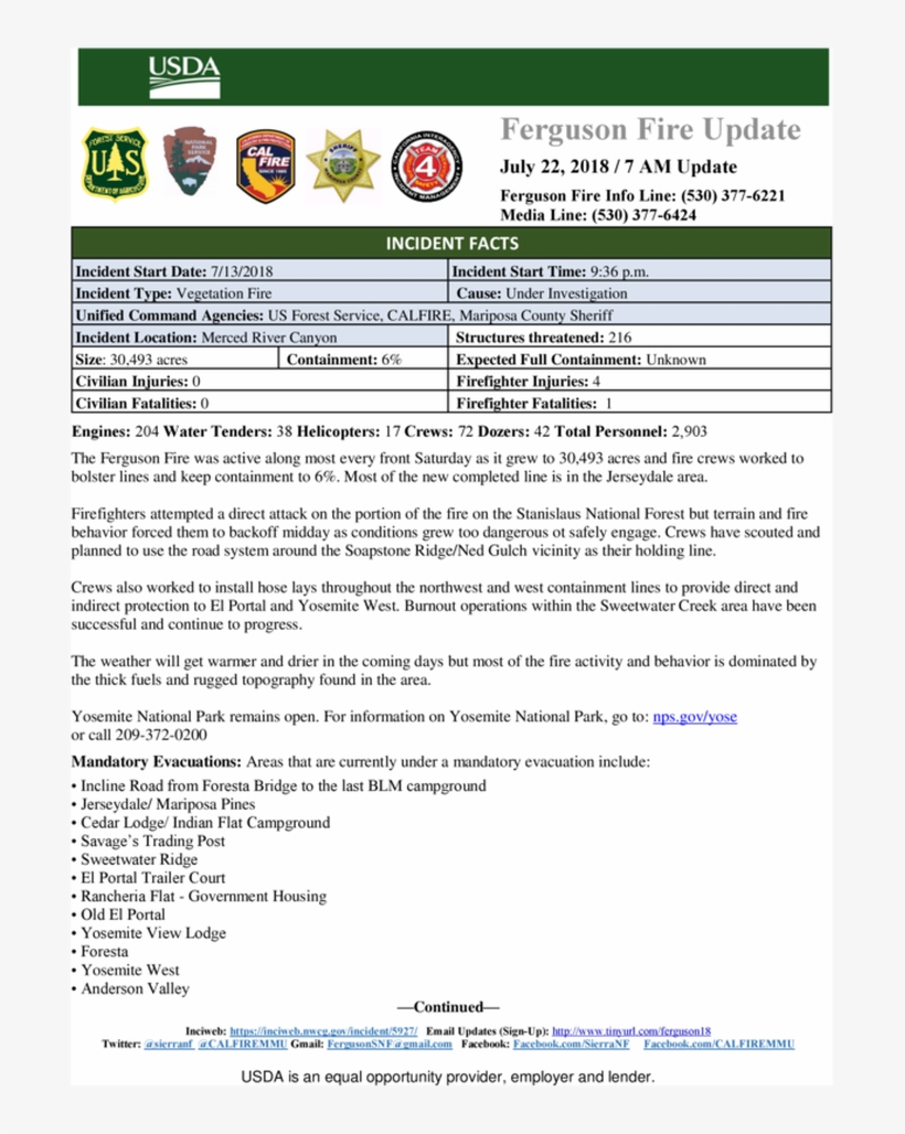 Ferguson Fire Now Over 29,000 Acres, More Evacuations - Fire Update, transparent png download