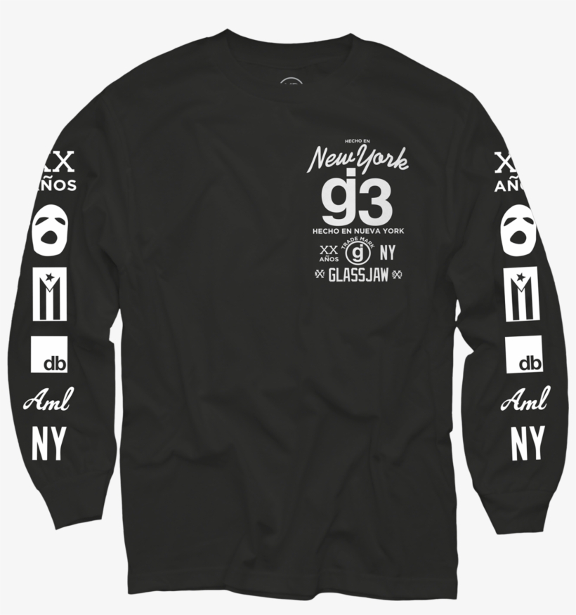 G3 Mas Logos Black Long Sleeve T-shirt $35 - Long-sleeved T-shirt, transparent png download