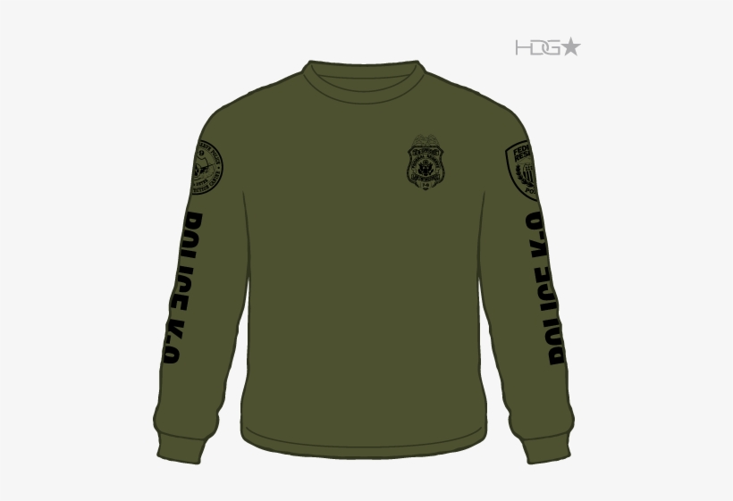 Federal Reserve Police K 9 Unit Od Green Black Long - T-shirt, transparent png download
