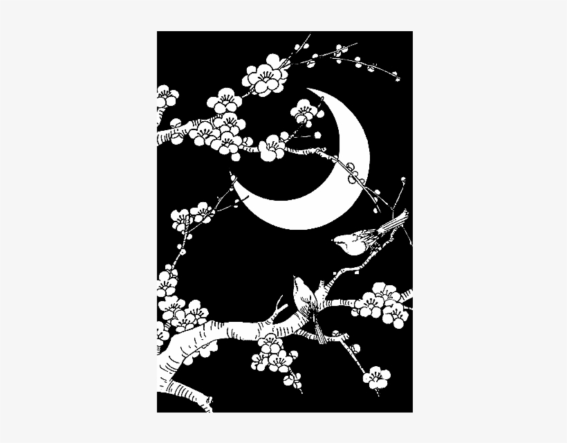 Little Sakura Tree Branches, The Crescent Moon And - Moon, transparent png download