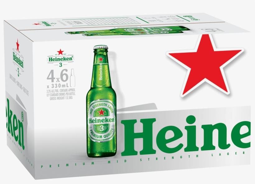 Heineken 3 Lager 24 Case - Mid Strength Heineken 3, transparent png download