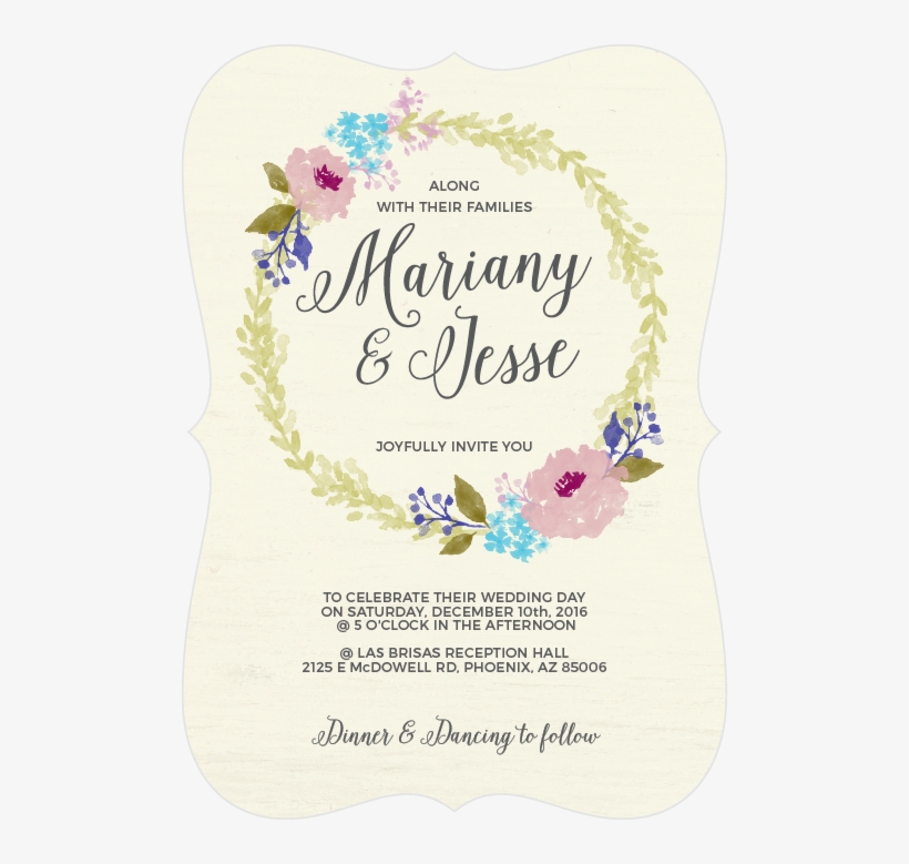 Watercolor Wreath Wedding Invitations - Sweet Pea, transparent png download