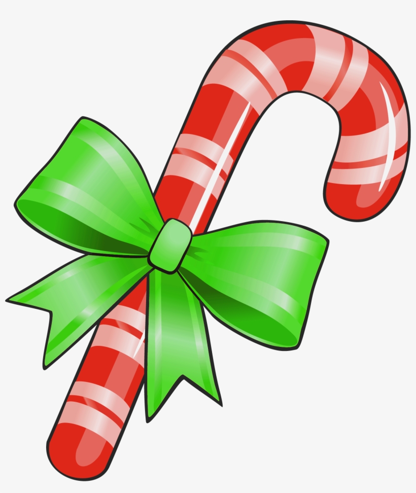 Transparent Christmas Candy Cane With Green Bow Png - Christmas Day, transparent png download