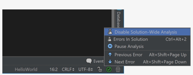 Enable/disable Solution-wide Analysis From Status Bar - Status Bar, transparent png download