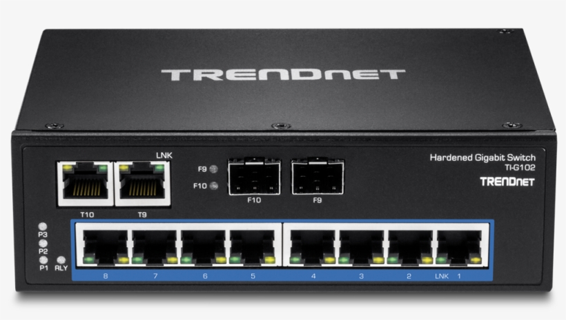 10 Port Hardened Industrial Gigabit Din Rail Switch - Trendnet Ti-g102 Switch - 10 Ports - Unmanaged, transparent png download