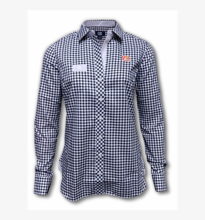Ladies Navy Gingham Button Down With Embroidered Au - Auburn Tigers Women's Basketball, transparent png download