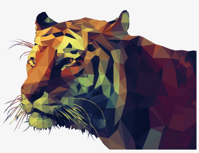 Tiger Low Poly Illustration - Free Low Poly Tiger, transparent png download
