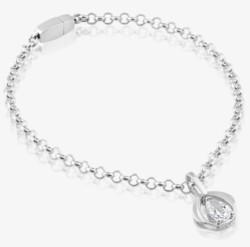 Sterling Silver Chain Bracelet With Blossom Pendant - Bracelet, transparent png download