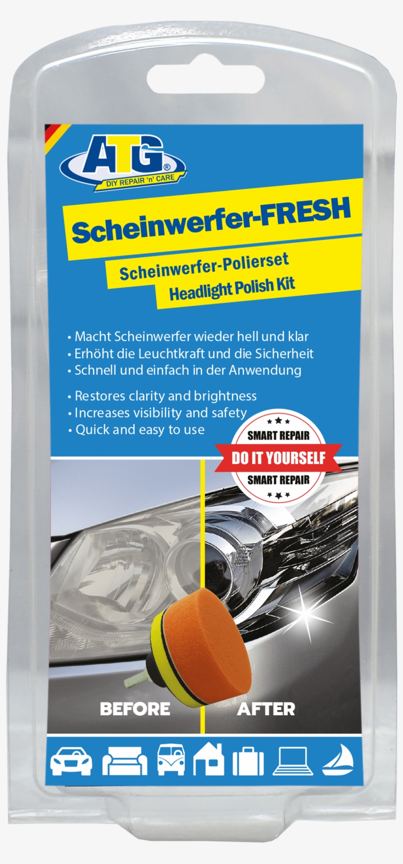 Atg Headlights Fresh Headlight Polishing Set Removes - Bmw Leder Reparatur Set, transparent png download