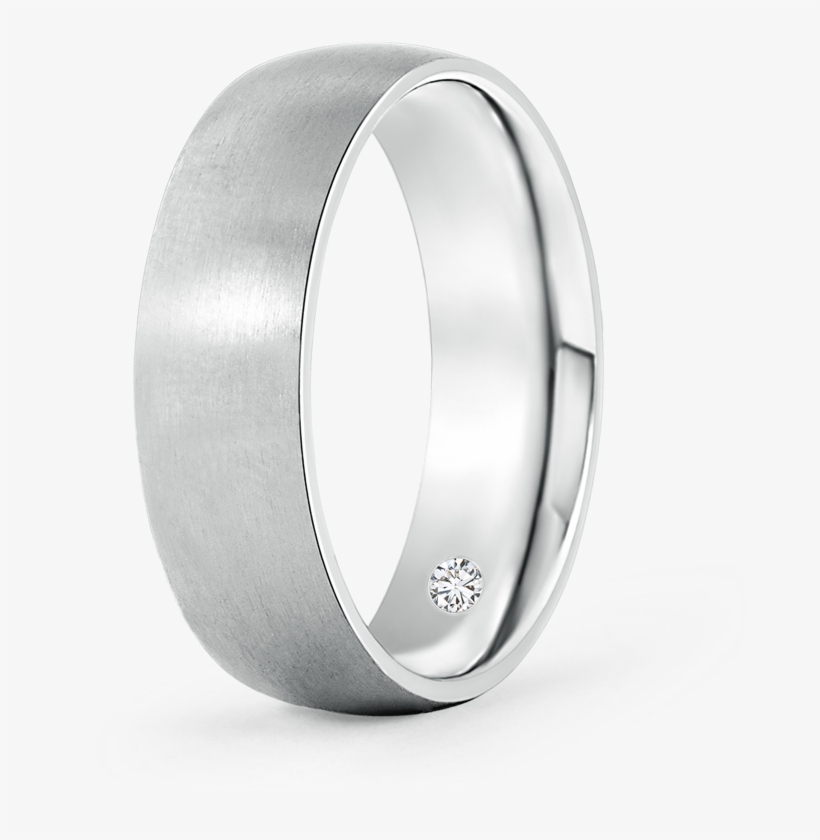 Classic Matte Finish Low Dome Wedding Band With Lab - Angara Mens Low Dome Matte Finished Wedding Band In, transparent png download