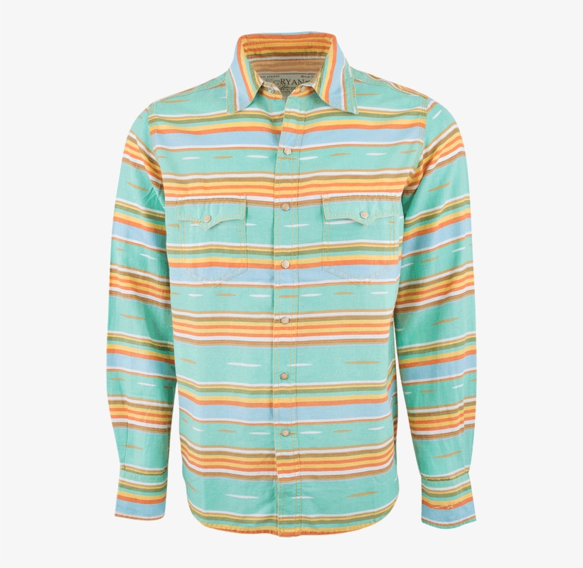 Ryan Michael Serape Stripe Snap Shirt - Seidensticker, transparent png download