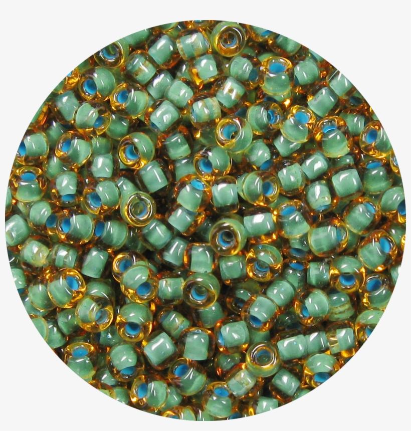 11 0 Two Tone Lined Amber Brown Sea Foam Green Japanese - Bead, transparent png download