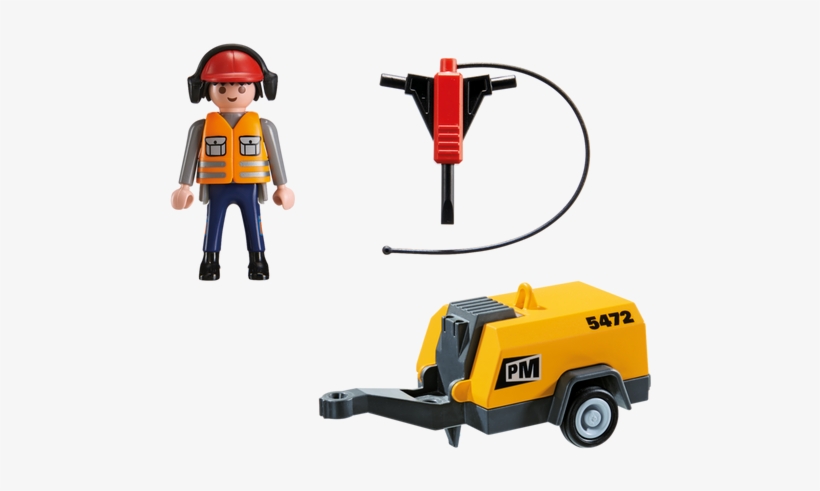 Construction Worker With Jack Hammer - Playmobil 5472 Construction Worker With Jack Hammer, transparent png download