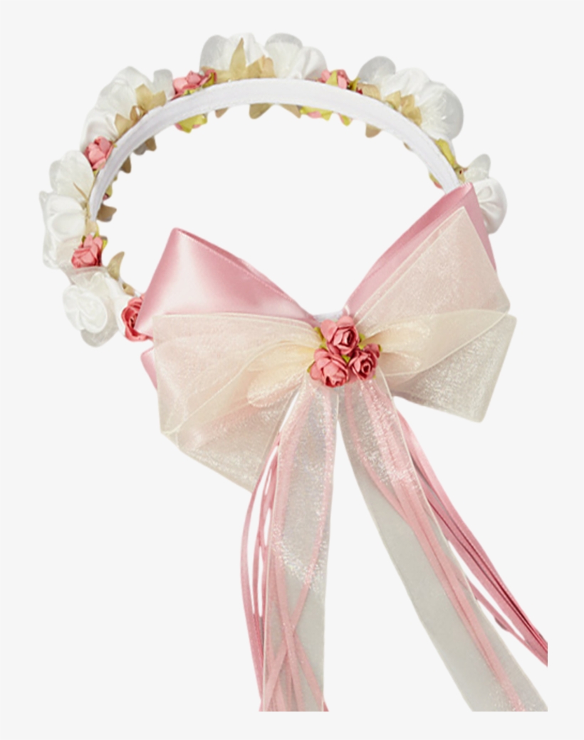 Dusty Rose Silk & Satin Floral Crown Wreath Girls - Satin Ribbon Transparent Png, transparent png download