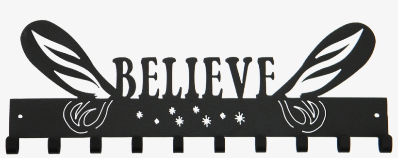 Tinkerbell Believe With Wings Black 10 Hook Rundisney - Metal, transparent png download