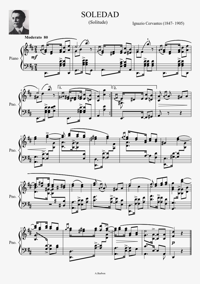 Print - Nicolás Ruiz Espadero Sheet Music, transparent png download