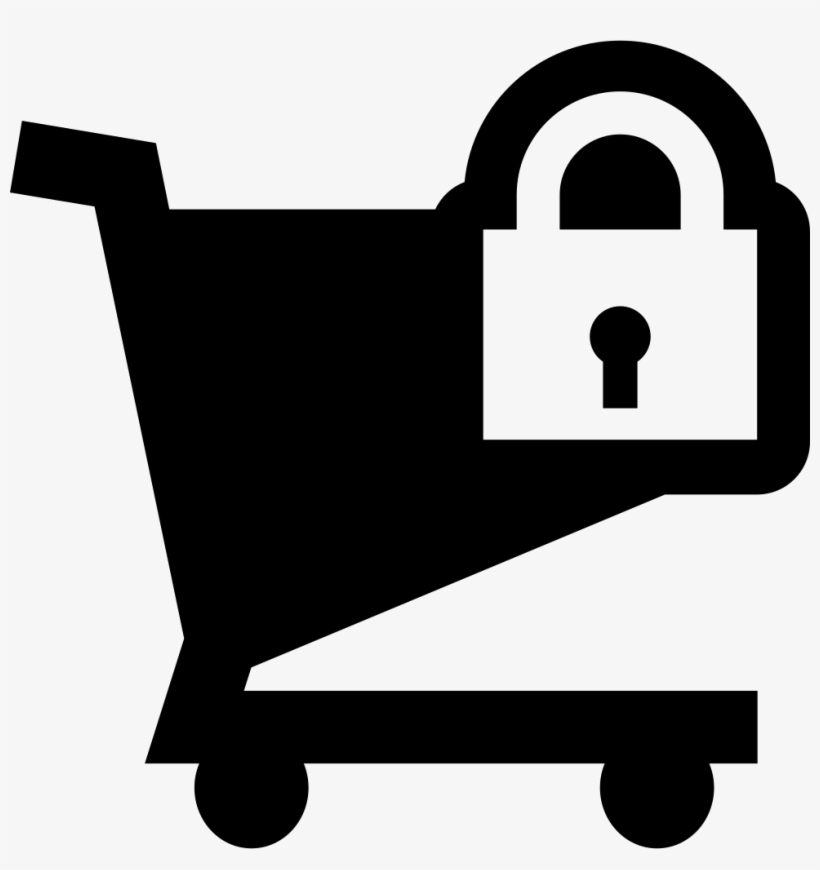 Clip Black And White Library Clip Lock C Shaped - Shopping Cart With Lock Icon, transparent png download
