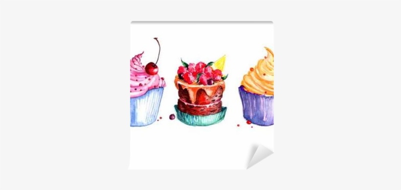 Cream Cakes, Cakes With Berries, Cake With Cherry - Water Color Cake Backgreound, transparent png download