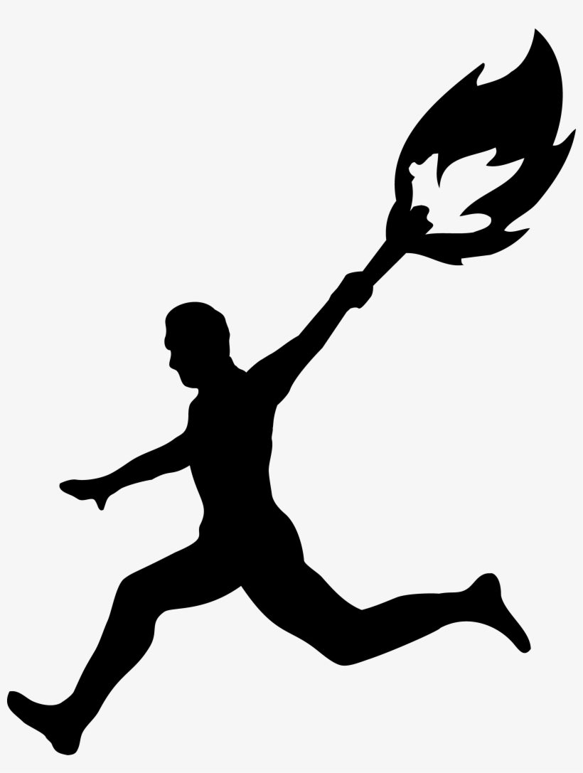 Olympic Torch Clipart - Man Running With Torch, transparent png download