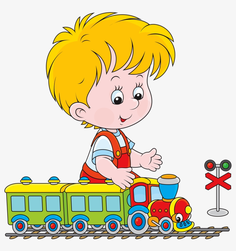 Фото, Автор Soloveika На Яндекс - Cartoon Boy Playing With Train, transparent png download