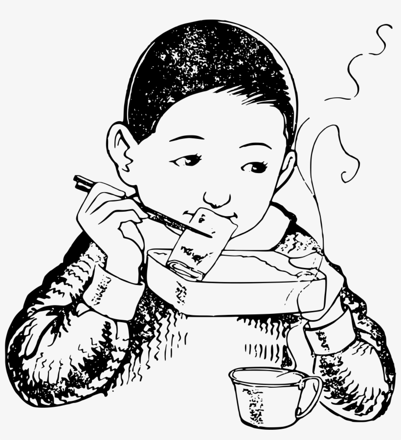Big Image - Eating Sushi Clipart Black And White, transparent png download