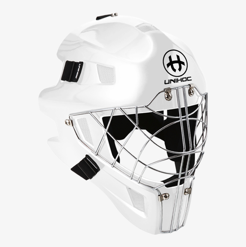 12590 Goalie Mask Unihoc Optima 66 All White - Målvaktshjälm Innebandy, transparent png download