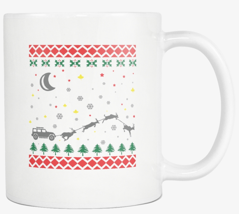 4x4 Jeep Wrangler Off Road Ugly Christmas Sweater White - Coffee Cup, transparent png download
