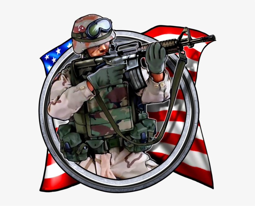 American Soldier T Shirt, B - Tirecoverpro American Solider Military With Rifle And, transparent png download