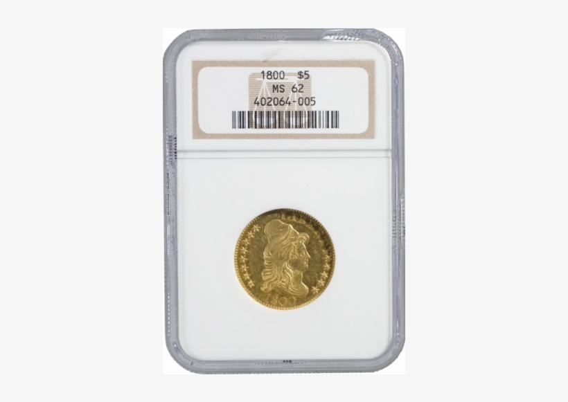 Ngc Ms62 1800 Gold $5 Turban Head - Gold, transparent png download