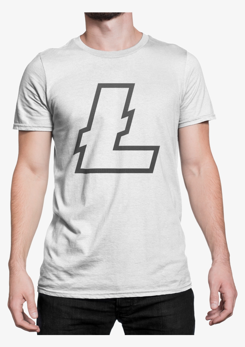 Large Litecoin Logo Graphic Mens Crypto Clothing T-shirt - Dope Weed Shirt 420 Hands Mickey Cartoon Street Art, transparent png download