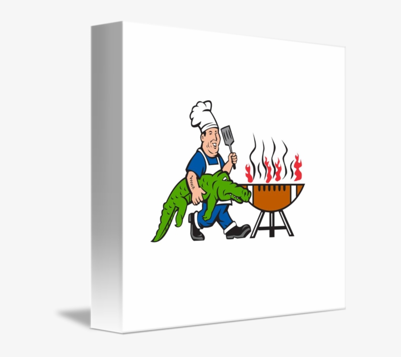 Clipart Royalty Free Barbecue Clipart Weekend - Cafepress Chef Alligator Spatula Bbq Grill Cartoon, transparent png download