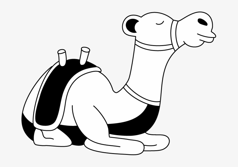 Camel Clipart - Camel Cartoon Png Black And White Transparent PNG