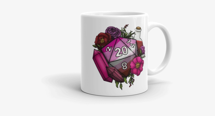 Lesbian Pride D20 White Mug - Coffee Cup, transparent png download