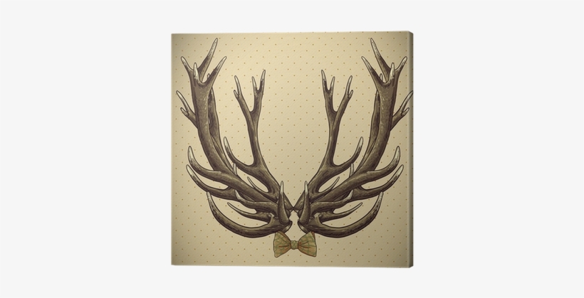 Hipster Vintage Background With Deer Antlers Canvas - Antler, transparent png download