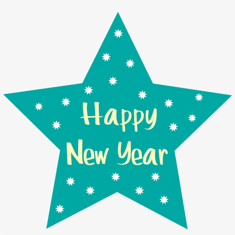 Happy New Year 2017 Card With Gold Star On Black Background - Happy New Year Star, transparent png download
